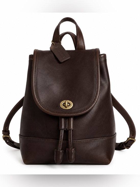 Coach Handbags - Coach Dark Brown Leather Turn-Lock Backpack
